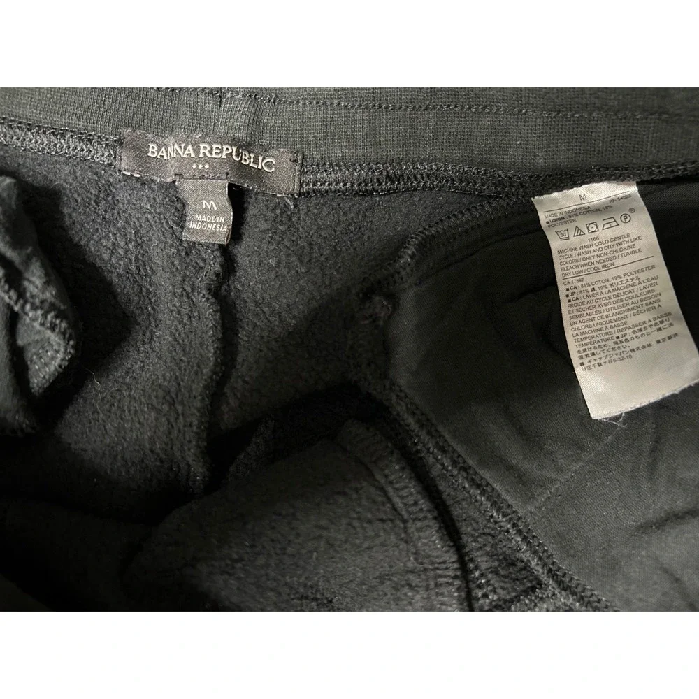 Banana Republic Mens Fleece Jogger Sweatpants Cotton Poly M Black Solid Pockets
